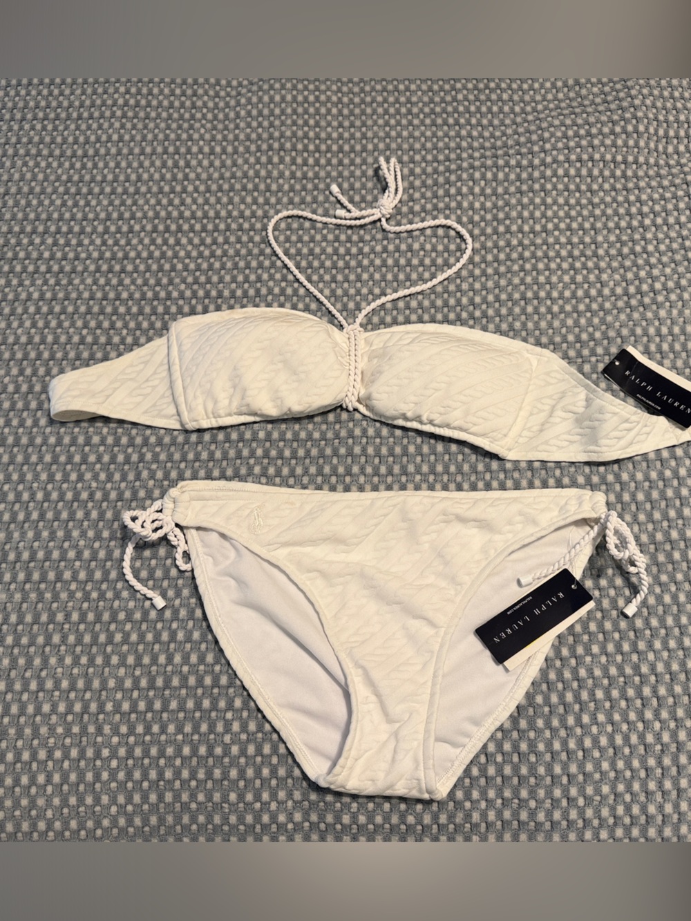 Ralph Lauren White Textured Bandeau Bikini